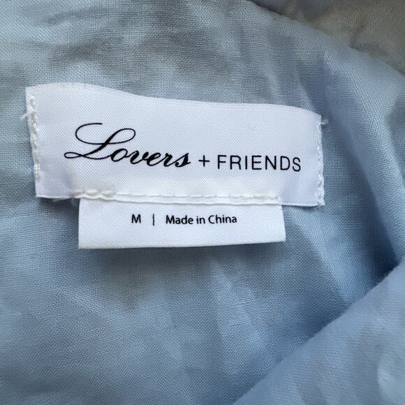 Lovers & Friends Tulip Mini Dress Size M Booklyn Eyelet Blue Floral Cotton - Picture 7 of 8